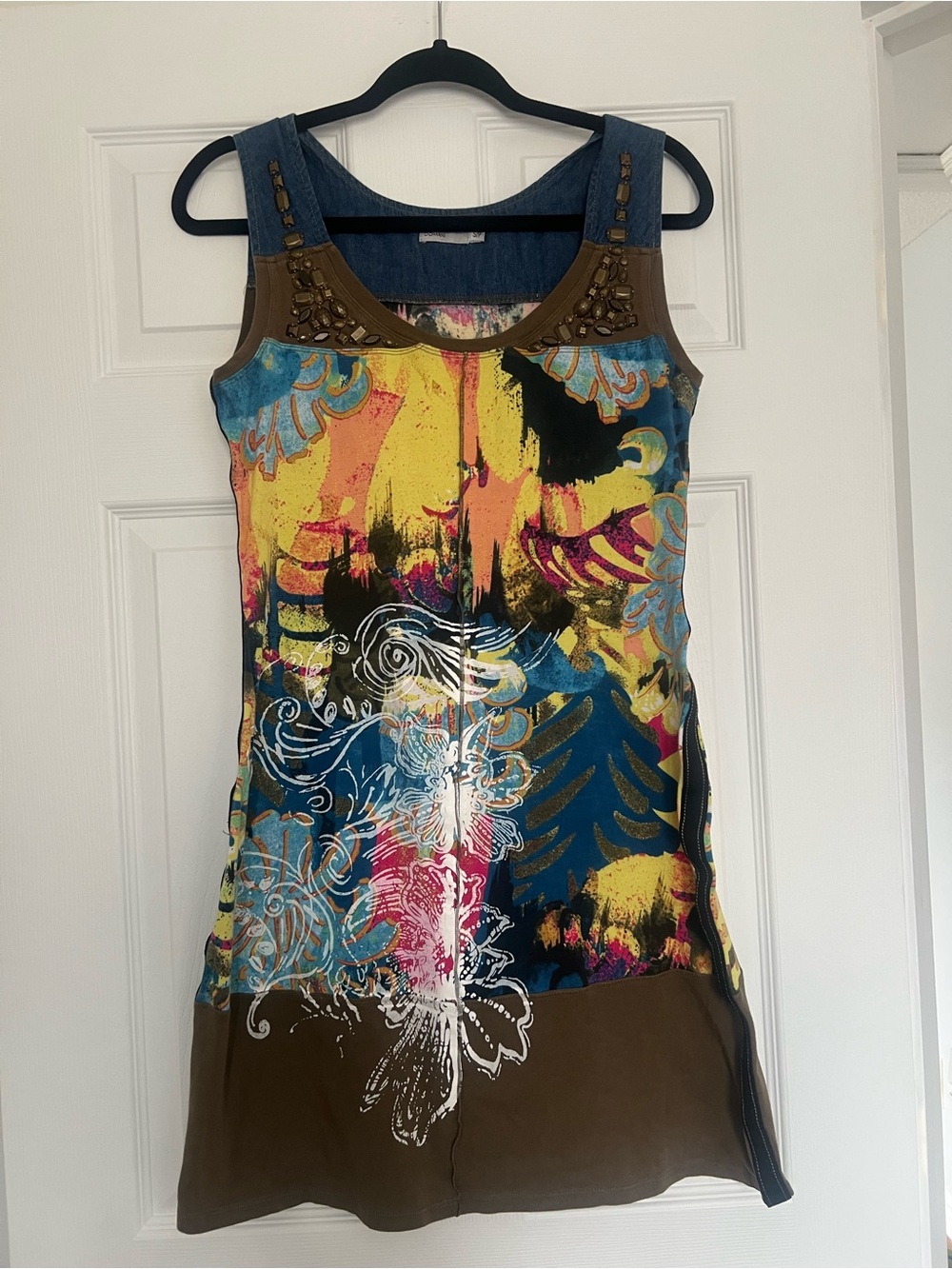 Linea Domani Abstract Beaded Tank Dress size S